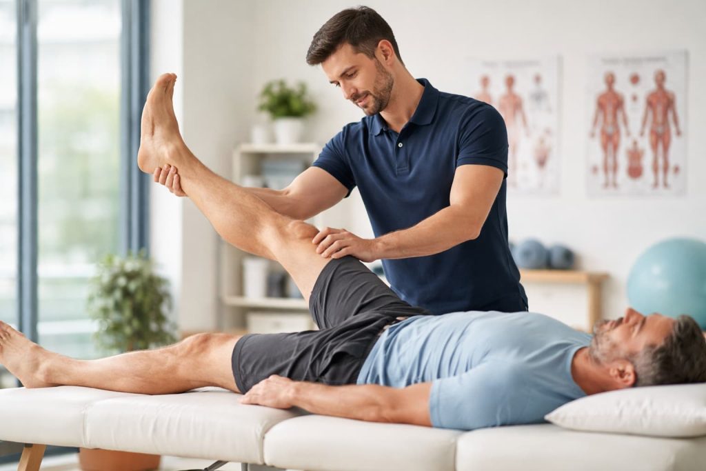 Άσκηση straight leg raise για ήπια ενδυνάμωση γονάτου μετά από τραυματισμό